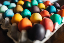 Dyeing Colorful Easter Eggs At Home With Children