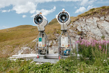 Artificial Snow Cannons In La Chaux Verbier, Switzerland