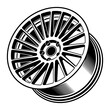 car wheel rim vector silhouette, icon, logo, monochrome, color in black and transparent for conceptual design