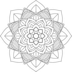 Easy Mandala coloring book simple and basic for beginners, seniors and children. Set of Mehndi flower pattern for Henna drawing and tattoo. Decoration in ethnic oriental, Indian style.