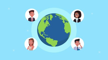 Wall Mural - elegant successful business people and earth planet