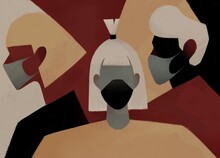 People In Medical Face Mask. Concept Of Coronavirus Quarantine Illustration