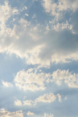 Wall Mural - Blue sky with fluffy white cloud and sunlight, Nature background