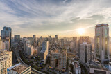 Fototapeta Miasto - Sunset Landscapes of the city skyline in Xiamen, the famous southern city in Fujian, China