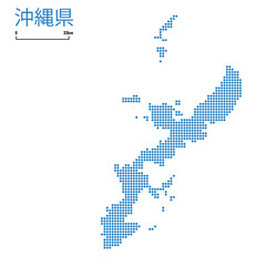 沖縄県の詳細地図九州地方｜都道府県別ドット表現の地図のイラスト　ベクターデータJapan prefecture map