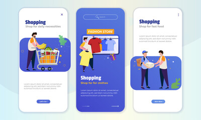 A man with a shopping illustration on the onboard screen concept