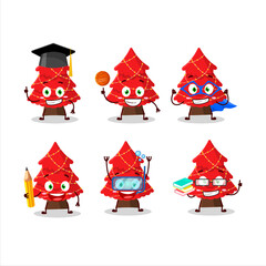 Sticker - School student of red christmas tree cartoon character with various expressions