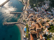 Aerial View Of The Town Of Amalfi On The Amalfi Coast, Campania, Italy.