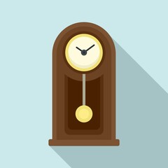 Poster - Wooden pendulum clock icon. Flat illustration of wooden pendulum clock vector icon for web design