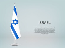 Israel Hanging Flag On Stand. Template Forconference Banner