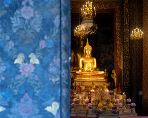 Wall Mural - Buddha statue in Wat Bowon Niwet temple