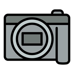 Poster - Dslr camera icon. Outline dslr camera vector icon for web design isolated on white background