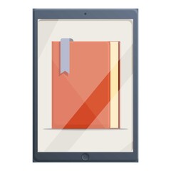 Poster - E-book dictionary application icon. Cartoon of e-book dictionary application vector icon for web design isolated on white background