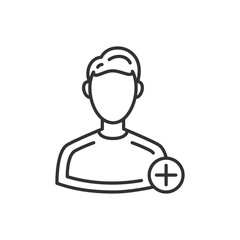 Poster - Add user male line icon. Vector black icon.