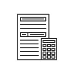 Poster - Tax form and calculator icon. Vector black icon.