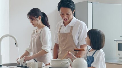 Poster - 料理する親子　子育てイメージ