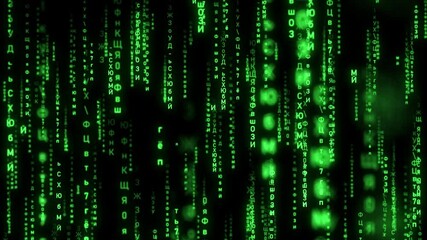 green code rain cyrillic