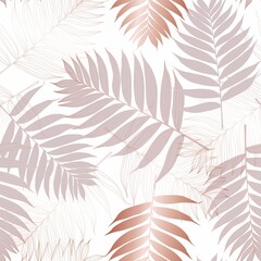 Naklejka na meble Seamless pattern with tropical leaves. Beige and golden palm leaves on the white background. Seamless pattern. Tropical illustration. Jungle foliage. Vintage colors.