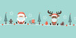 Banner Weihnachtsmann Und Rentier Maske Icons Türkis