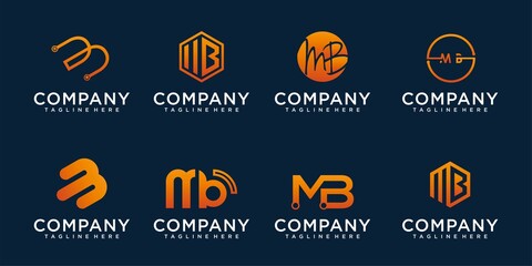 abstract initial letter M B logo design template