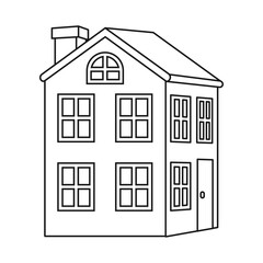 Line art black and white 2 floor town house