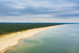 Fototapeta Na ścianę - Aerial landscape of the Baltic Sea beach in Sobieszewo, Poland