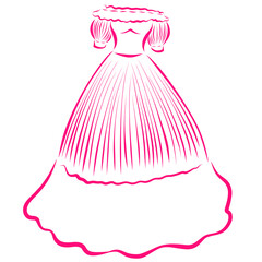 Wall Mural - lovely puffy long pink princess dress, outline