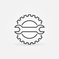 Poster - cog wheel with spanner line icon. configuration vector concept outline sign