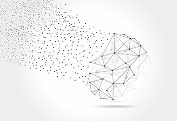 Blockchain technology network isolated on gray background. World globe blockchain technology background connect dots and lines. Abstract ai concept. Connect network technology, ai vector background