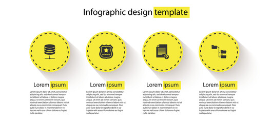 Canvas Print - Set Server, Data, Web Hosting, Police badge, Unknown document and Folder tree. Business infographic template. Vector.