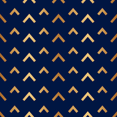 Poster - arrow seamless pattern. gold fence chevrons. golden embroidery brackets background. abstract geometr