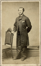 1860's Civil War Era Carte De Vista CDV Photo Handsome Young Man Standing With Long Frock Coat