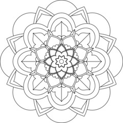 Easy Mandala coloring book simple and basic for beginners, seniors and children. Set of Mehndi flower pattern for Henna drawing and tattoo. Decoration in ethnic oriental, Indian style.