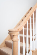 Unfinished, New Construction, Right Hand Stair Turnout, Handrail And Primed Balusters