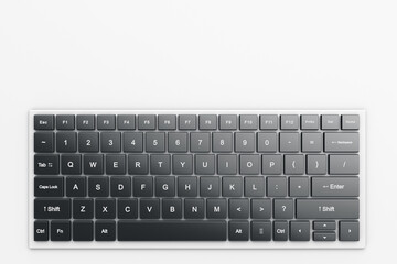 Fototapete - Computer wireless keyboard on a light table. View from above