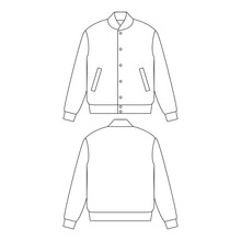 Template Varsity Jacket Vector Illustration Flat Design Outline Clothing Collection