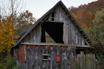 Wall Mural - Image of the wall of an old wooden house.