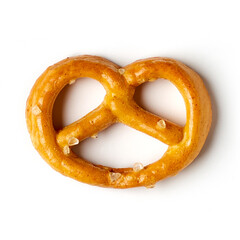 Mini pretzel isolated on white, from above