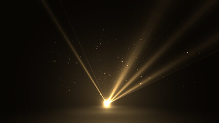 Sticker - Golden energy flash. Rays converging at one point background