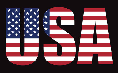 Wall Mural - USA vector lettering symbol. American's flag icon.