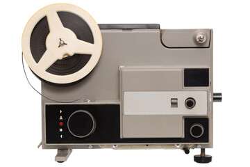 Poster - vintage turntable with reels isolated on white background