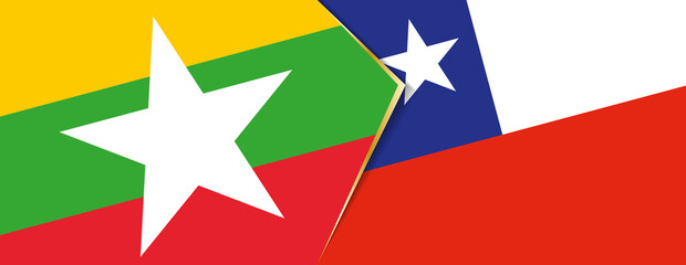 Wall Mural - Myanmar and Chile flags, two vector flags.