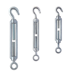 Wire rope tension for sun shade tent installation. Adjustable turnbuckle stainless steel hook eye rope cable tension. Eye of turnbuckle hook for rigging are made from stainless steel.