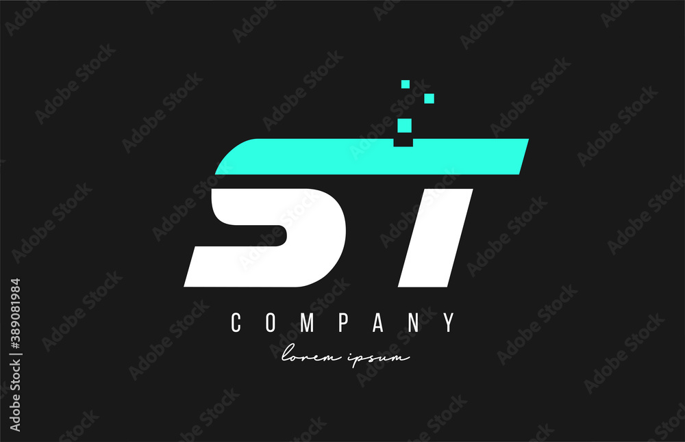 st s t alphabet letter logo combination in blue and white color ...