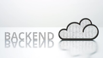 BACKEND word and backlit cloud icon, modern technology concept