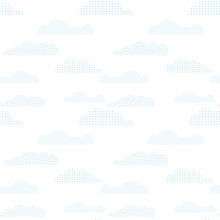 Seamless Pattern With Blue Clouds. Iillustration With Abstract Sky.
