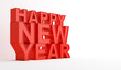© sofirinaja - Happy new year 2021 red text 3d rendering illustration on white background, copy space