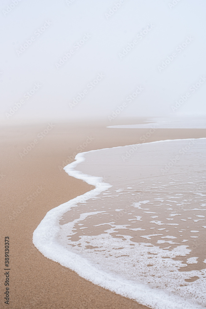 Foggy day at the beach - obrazy, fototapety, plakaty 