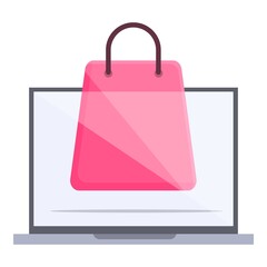 Poster - Laptop online shopping icon. Cartoon of laptop online shopping vector icon for web design isolated on white background