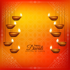 Happy Diwali festival Beautiful hanging diya background